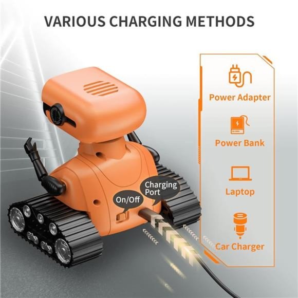 Remote Control Robot Toys for Kids, Dancing Singing Music LED Eyes, (Orange) - Picture 6 of 7